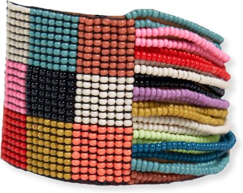 INK+ALLOY سوار مطاطي مطرز بالخرز الزيتوني، مجوهرات مصنوعة يدويًا مضادة للحساسية من أجل البوهيمي الحديث in Kuwait