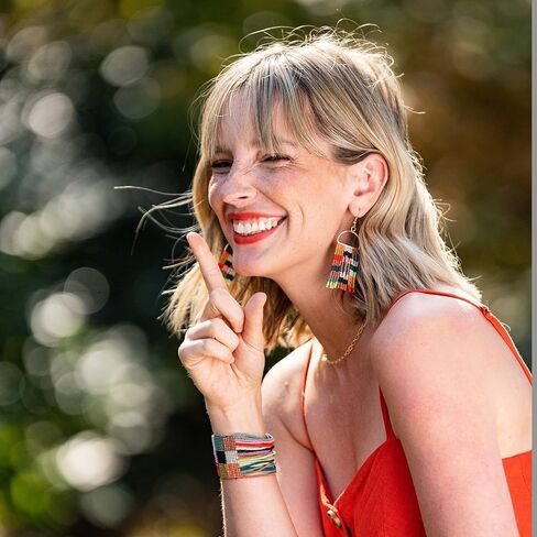 INK+ALLOY سوار مطاطي مطرز بالخرز الزيتوني، مجوهرات مصنوعة يدويًا مضادة للحساسية من أجل البوهيمي الحديث in Kuwait