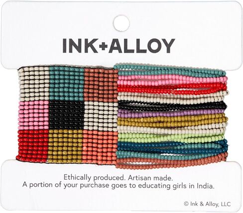 INK+ALLOY سوار مطاطي مطرز بالخرز الزيتوني، مجوهرات مصنوعة يدويًا مضادة للحساسية من أجل البوهيمي الحديث in Kuwait