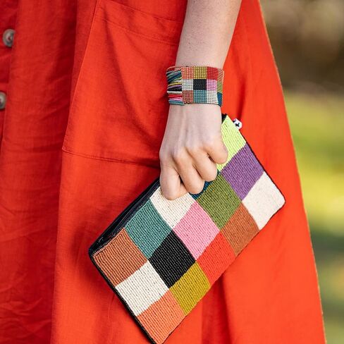 INK+ALLOY سوار مطاطي مطرز بالخرز الزيتوني، مجوهرات مصنوعة يدويًا مضادة للحساسية من أجل البوهيمي الحديث in Kuwait