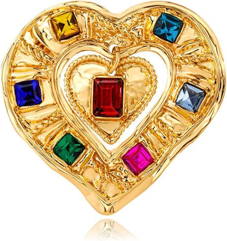 Heart Brooch Pin Gold Rhinestone Crystal Lapel Brooches for Women Girls Fashion Jewelry Gift in Saudi Arabia