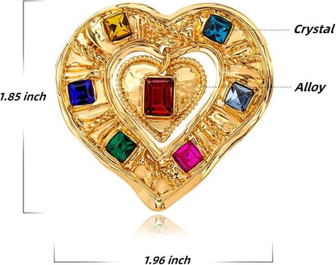 Heart Brooch Pin Gold Rhinestone Crystal Lapel Brooches for Women Girls Fashion Jewelry Gift in Saudi Arabia