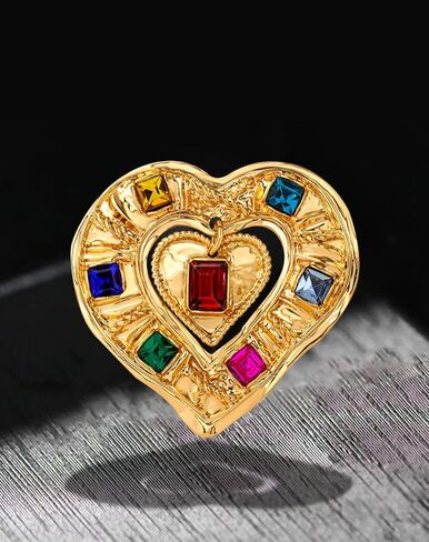 Heart Brooch Pin Gold Rhinestone Crystal Lapel Brooches for Women Girls Fashion Jewelry Gift in Saudi Arabia