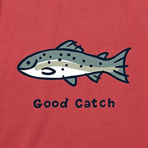 تي شيرت رجالي من القطن Good Catch Fish بأكمام قصيرة ورقبة دائرية من Life is Good in Kuwait