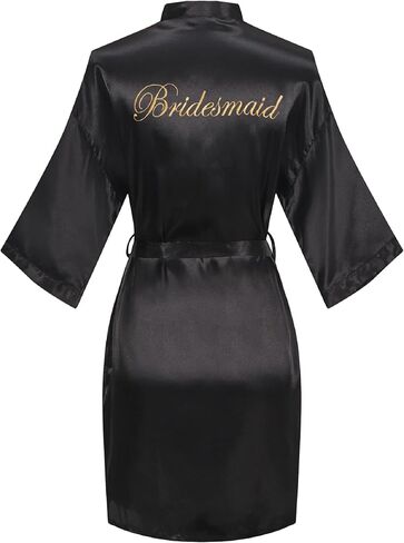 goodmansam Women's Satin Kimono Robe Soft Bride Bridesmaid Sleepwear Short Wedding Party Bridal Robes Getting Ready in Kuwait