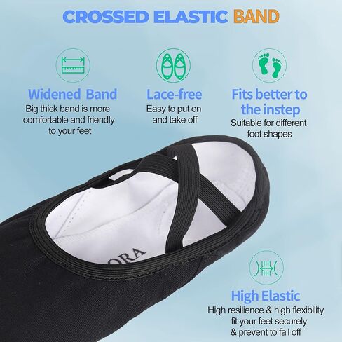 أحذية الباليه النسائية من OLORA شباشب الرقص القماشية وأحذية ممارسة اليوجا للأطفال/الفتيات/البالغين in Kuwait