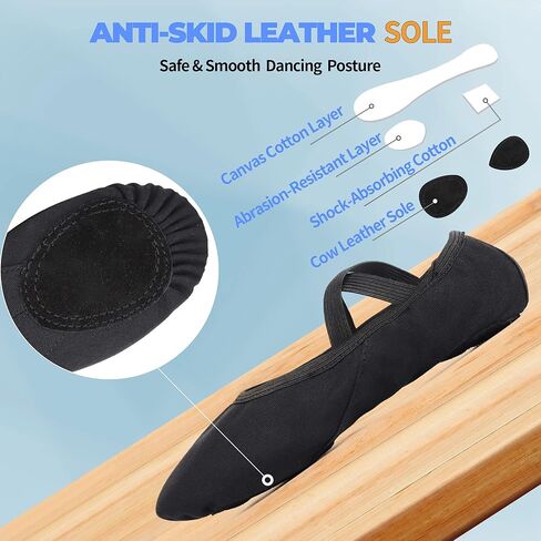 أحذية الباليه النسائية من OLORA شباشب الرقص القماشية وأحذية ممارسة اليوجا للأطفال/الفتيات/البالغين in Kuwait