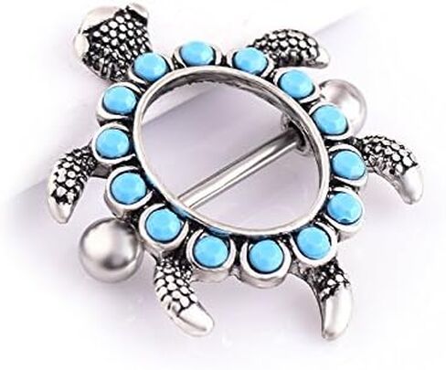 IPINK- زوج من تصميم السلحفاة مع أغطية حلمات Aqua Gems 14G in Kuwait