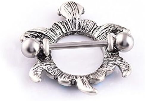 IPINK- زوج من تصميم السلحفاة مع أغطية حلمات Aqua Gems 14G in Kuwait