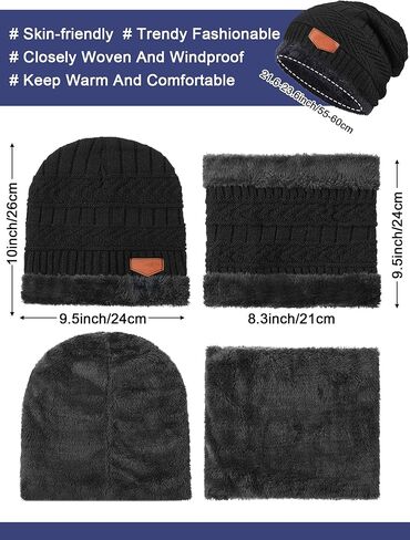 24 قطعة قبعة الشتاء وشاح قفازات الجوارب مجموعة مترهل متماسكة قبعة الجمجمة بيني الصوف مبطن قبعة محبوكة بطانة الصوف الرقبة الدافئة الجراميق جورب دافئ للنساء الرجال الطقس البارد، متعدد الألوان in Kuwait