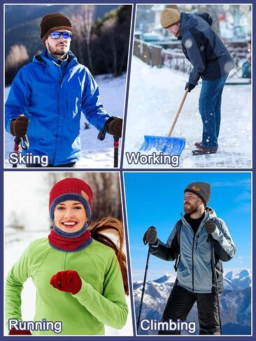 24 قطعة قبعة الشتاء وشاح قفازات الجوارب مجموعة مترهل متماسكة قبعة الجمجمة بيني الصوف مبطن قبعة محبوكة بطانة الصوف الرقبة الدافئة الجراميق جورب دافئ للنساء الرجال الطقس البارد، متعدد الألوان in Kuwait