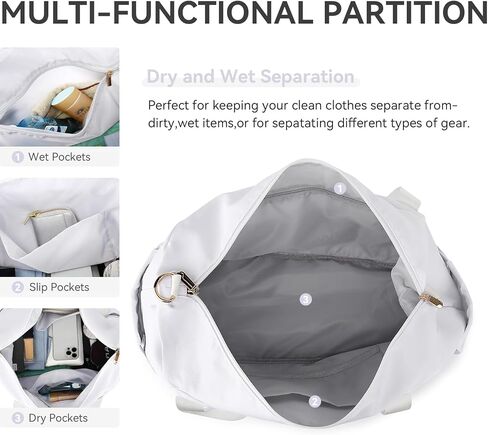 Duffle Bag Women Travel, Weekender Bag with Shoe Compartment, Overnight Bag with Toiletry Bag, Gym Bag Carry on Duffel Bag for Women, Men, Travel, Workout, Yoga, Sport (Black） in Kuwait