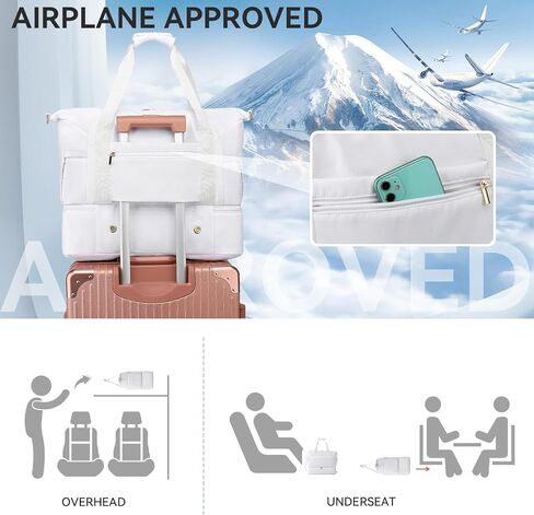 Duffle Bag Women Travel, Weekender Bag with Shoe Compartment, Overnight Bag with Toiletry Bag, Gym Bag Carry on Duffel Bag for Women, Men, Travel, Workout, Yoga, Sport (Black） in Kuwait