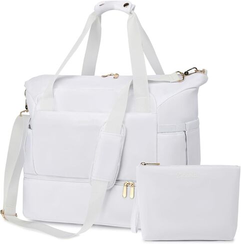 Duffle Bag Women Travel, Weekender Bag with Shoe Compartment, Overnight Bag with Toiletry Bag, Gym Bag Carry on Duffel Bag for Women, Men, Travel, Workout, Yoga, Sport (Black） in Kuwait