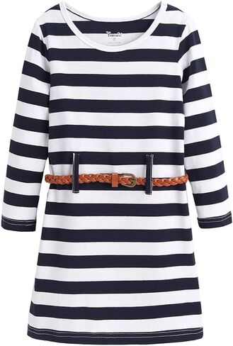 Girls Maxi Dress with Pocket Long Sleeve Striped Black Floral Casual for Holiday School Size 5-13 Years in Kuwait