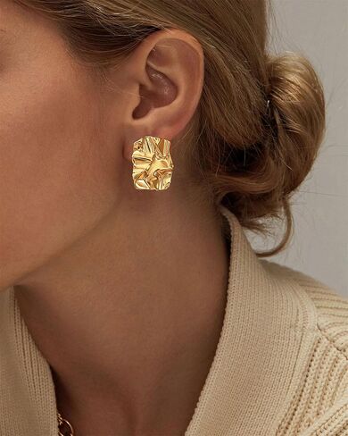 tosgmy مكتنزة الذهب مستطيل أقراط للنساء، الذهب بيان الأقراط لذيذ سميكة أقراط الذهب مربع القلب اللؤلؤ التجاعيد غير النظامية انخفاض القرط الأقراط الهندسية الحد الأدنى للنساء الفتيات العصرية هدية المجوهرات in Kuwait