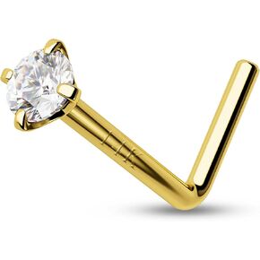 سم Crareesi هوس 14K الذهب الأنف خواتم 20 مقياس الذهب الحقيقي الأنف مسمار واضح تشيكوسلوفاكيا الأنف ثقب المجوهرات L-بيند الذهب الأصفر الأنف الدائري مسمار in Kuwait
