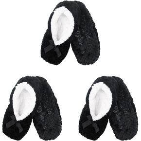 BambooMN Soft Touch Warm Cozy Fuzzy Non-Slip Lined Slip-On Slippers Socks for Adult Women, Indoor Travel House Slippers, 3 Pairs in Saudi Arabia
