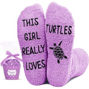HAPPYPOP Funny Turtle Gifts for Women - Novelty Fuzzy Frog Gifts Bee Socks, Dragon Gifts Girls