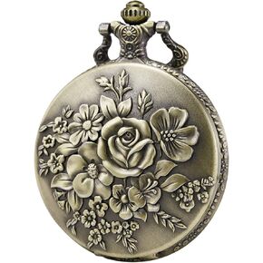 ساعة جيب MORFONG Vintage Steampunk Flower Pattern Fob Quartz Watch للرجال والنساء، زهرة, زهور in Kuwait