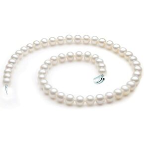 عقد من الفضة الاسترلينية عيار 925 مقاس 7.5-8.5 ملم ايه ايه ايه الاصلي المستزرع في المياه العذبة واللؤلؤ الابيض هدية عيد الام - 18 انش، 7.5 ملم - 8.5 ملم، لؤلؤي، لؤلؤ, 7.5mm-8.5mm, لؤلؤة, لؤلؤة in Kuwait