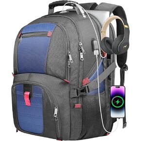 Yamdeg Large Backpack, Laptop Backpacks for Men, Durable Big Capacity Laptop Computer Business Backpack 180°TSA Airline Approved Business Bag With USB Charging Port, Gifts For Him Men, Grey