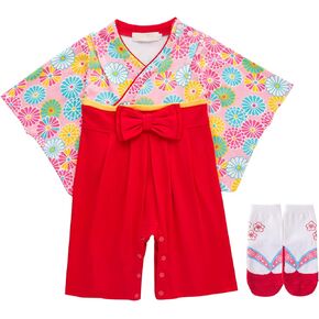 CRFASIBE Infant Jumpsuit Japanese Kimono Outfit Cotton Girls Romper Boys Japanese Style Costume,with 2 Pairs of Socks in Kuwait
