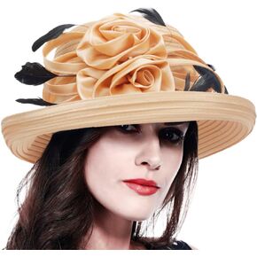 Women Church Kentucky Derby Hat Wedding Tea Party Cocktail Dress Hats with Feather