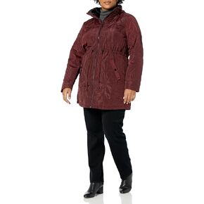 EVANS Women's Plus Size Coat Fur Collar Padded