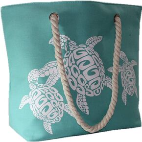 حقيبة شاطئ أكوا مع سلاحف البحر البيضاء سستة أعلى كامل مقبض الحبل داخل الجيب 20 بوصة × 15 بوصة × 6.5 بوصة TS-28A in Kuwait