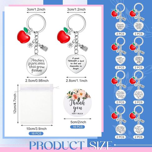 48 Pcs Graduation Teacher Appreciation Gifts, Including 16 Pcs Teacher Keychain, 16 Pcs Thank You Tags, 16 Pcs Drawstring Bags for Graduation Ceremony Supplies in Saudi Arabia