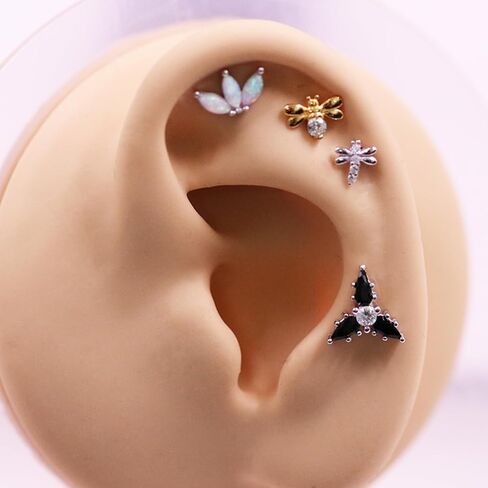 CHARMONLINE 925 الفضة الاسترليني أعلى دفع في أوبال بدون خيوط / تشيكوسلوفاكيا مسمار الظهر المسطح 925 الفضة الغضروف القرط الأنف مسمار الشفاه الدائري حلق اللولب مسمار الزنمة ثقب المجوهرات للنساء الرجال in Kuwait