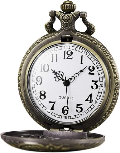 ساعة جيب MORFONG Vintage Steampunk Flower Pattern Fob Quartz Watch للرجال والنساء، زهرة, زهور in Kuwait