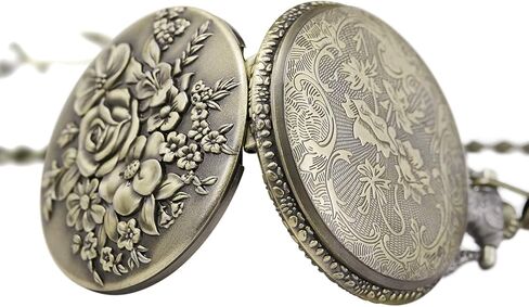 ساعة جيب MORFONG Vintage Steampunk Flower Pattern Fob Quartz Watch للرجال والنساء، زهرة, زهور in Kuwait
