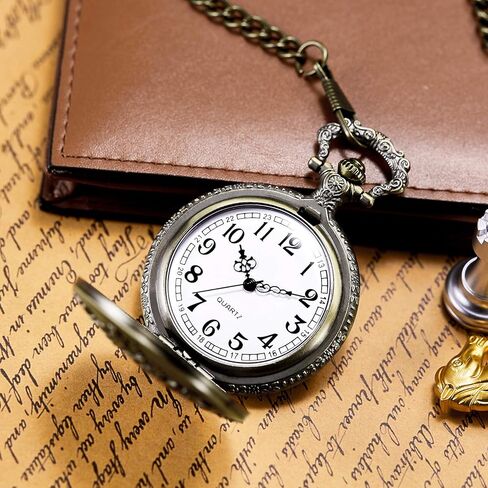 ساعة جيب MORFONG Vintage Steampunk Flower Pattern Fob Quartz Watch للرجال والنساء، زهرة, زهور in Kuwait