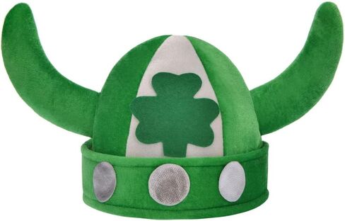 Yilistore Shamrock Viking Hat, St.Patrick Day Irish Viking Hat,Green Leprechaun Top Hat in Kuwait