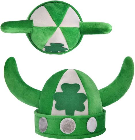Yilistore Shamrock Viking Hat, St.Patrick Day Irish Viking Hat,Green Leprechaun Top Hat in Kuwait