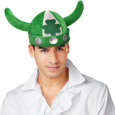 Yilistore Shamrock Viking Hat, St.Patrick Day Irish Viking Hat,Green Leprechaun Top Hat in Kuwait