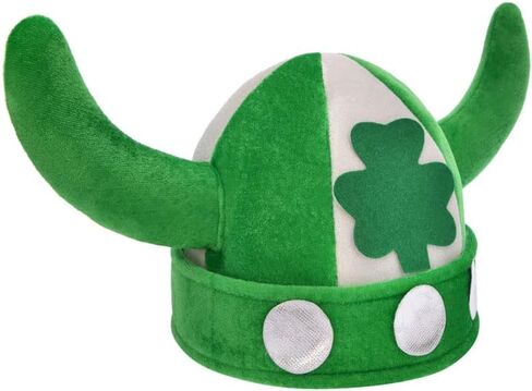 Yilistore Shamrock Viking Hat, St.Patrick Day Irish Viking Hat,Green Leprechaun Top Hat in Kuwait