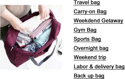 Unova Travel Duffel Bag Light Foldable Nylon Water Resistant Gym Bag Tote Hook onto Luggage in Saudi Arabia