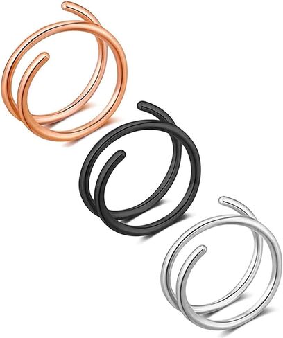 حلقات أنف مزدوجة من WITUONE LAIMALA 20 جرام لحلقة أنف مثقوبة واحدة، حلقة أنف ملتوية للنساء، حلقة أنف وهمية 8 مم لحاجز الشفاه الصناعي، مجموعة حلقات أنف وهمية بمشبك على طوق غير مثقوب in Kuwait