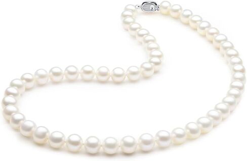 عقد من الفضة الاسترلينية عيار 925 مقاس 7.5-8.5 ملم ايه ايه ايه الاصلي المستزرع في المياه العذبة واللؤلؤ الابيض هدية عيد الام - 18 انش، 7.5 ملم - 8.5 ملم، لؤلؤي، لؤلؤ, 7.5mm-8.5mm, لؤلؤة, لؤلؤة in Kuwait