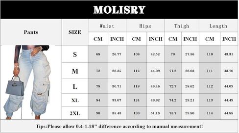 سراويل جينز نسائية من Molisry Y2K عالية الخصر ممزقة وفضفاضة من قماش الدنيم ملابس خروج متعددة الجيوب in Kuwait