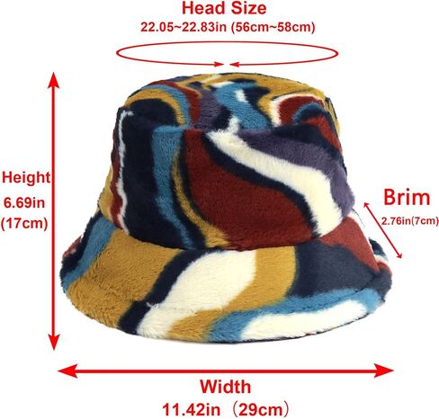 Bucket Hat Womens Faux Fur Warm Winter Plush Bucket Hats Furry Fuzzy Colorful Fisherman Cap Adjustable Girls Outdoor Travel in Saudi Arabia