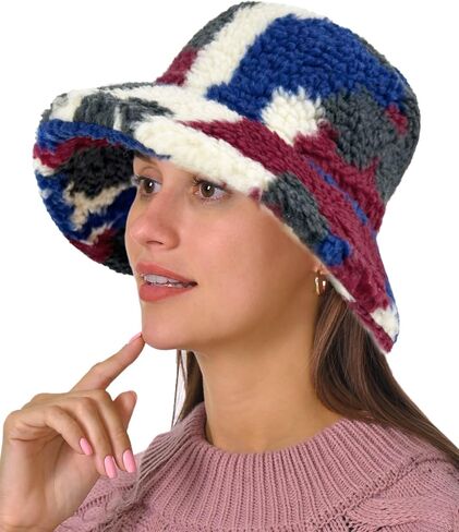 Bucket Hat Womens Faux Fur Warm Winter Plush Bucket Hats Furry Fuzzy Colorful Fisherman Cap Adjustable Girls Outdoor Travel in Saudi Arabia