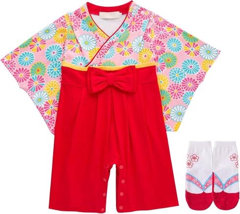 CRFASIBE Infant Jumpsuit Japanese Kimono Outfit Cotton Girls Romper Boys Japanese Style Costume,with 2 Pairs of Socks in Kuwait