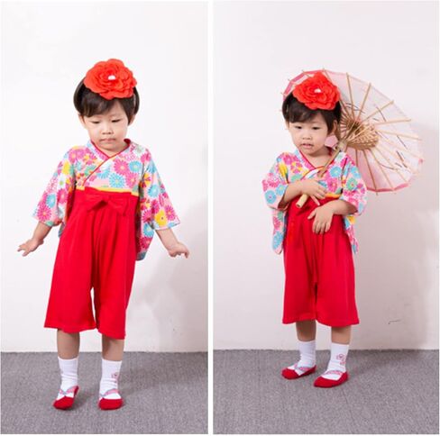 CRFASIBE Infant Jumpsuit Japanese Kimono Outfit Cotton Girls Romper Boys Japanese Style Costume,with 2 Pairs of Socks in Kuwait