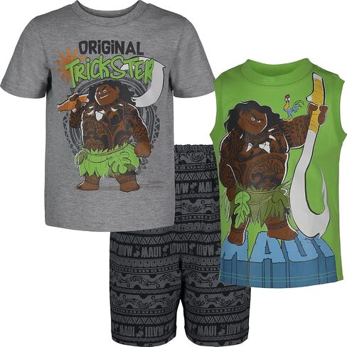 Disney Moana Maui French Terry Graphic T-Shirt and Shorts 3 Piece Outfit Set Infant to Little Kid in Saudi Arabia