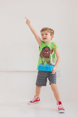 Disney Moana Maui French Terry Graphic T-Shirt and Shorts 3 Piece Outfit Set Infant to Little Kid in Saudi Arabia