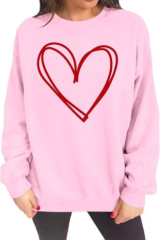 hohololo Valentines Day Sweatshirt Women Oversized Love Heart Shirt Pullover Valentine's Long Sleeve Tops in Saudi Arabia